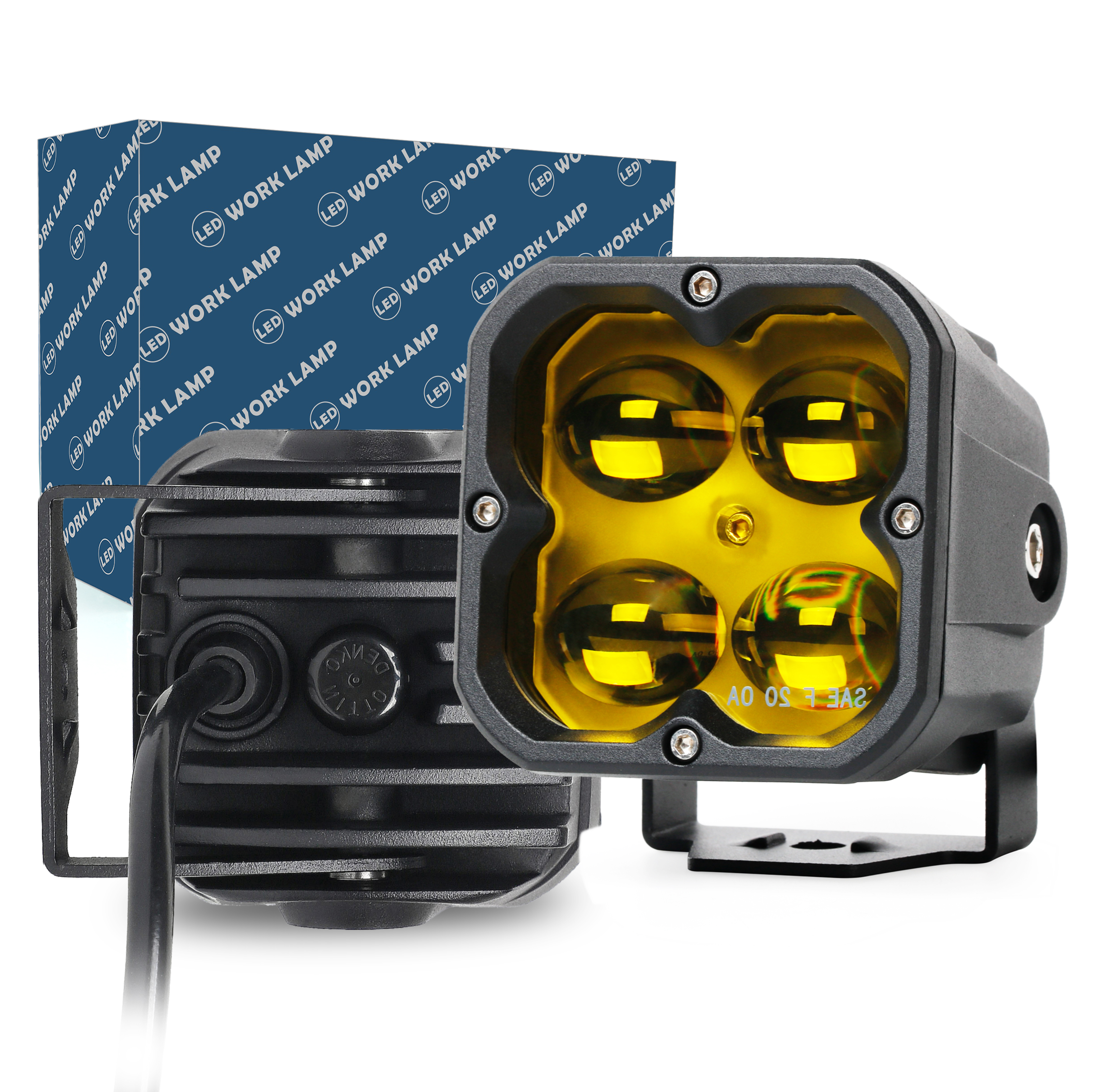 Premium 5G  3″  20W  LED Pod Cube Lights Fog Beam (Yellow)
