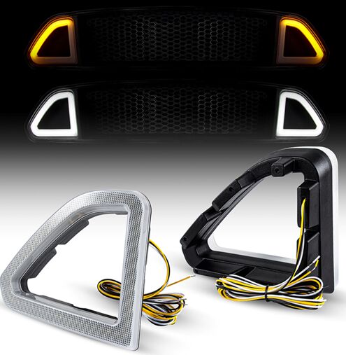 LED Front Grille Mount Accent Daytime Running Light +turn signal light 
(Clear Len)(Smoked Len)